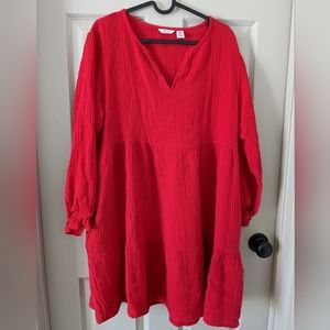 Red gauze dress